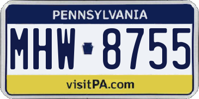 PA license plate MHW8755