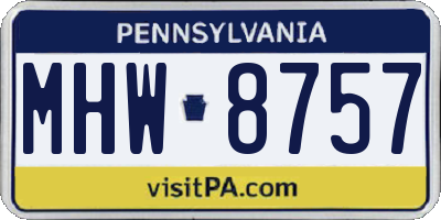 PA license plate MHW8757