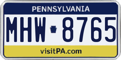 PA license plate MHW8765