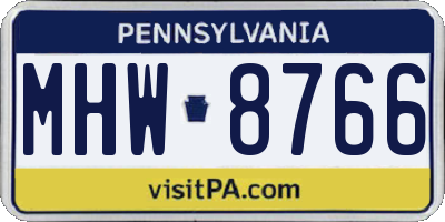 PA license plate MHW8766