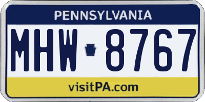 PA license plate MHW8767