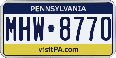 PA license plate MHW8770