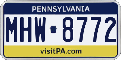 PA license plate MHW8772