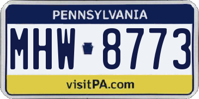 PA license plate MHW8773