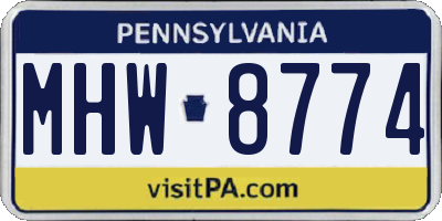 PA license plate MHW8774