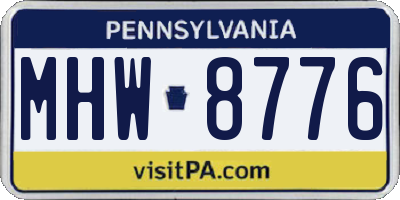 PA license plate MHW8776