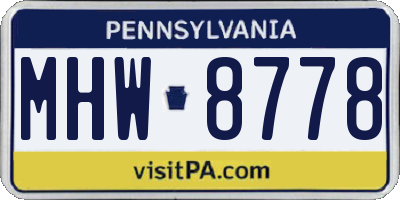 PA license plate MHW8778