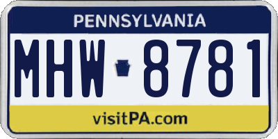 PA license plate MHW8781