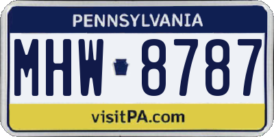 PA license plate MHW8787