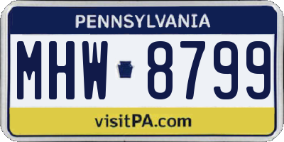 PA license plate MHW8799