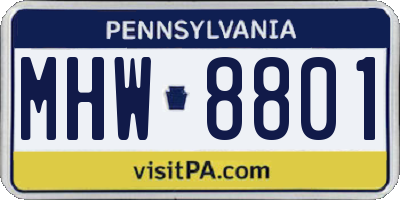 PA license plate MHW8801