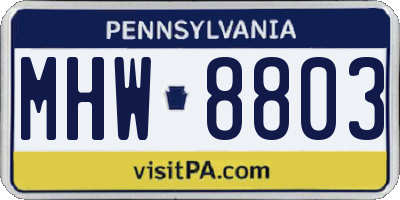 PA license plate MHW8803