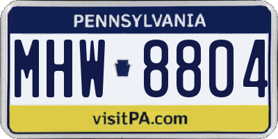 PA license plate MHW8804