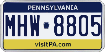 PA license plate MHW8805