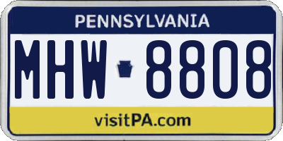 PA license plate MHW8808