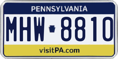 PA license plate MHW8810