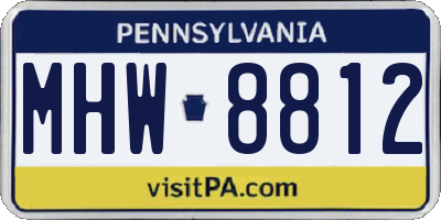 PA license plate MHW8812