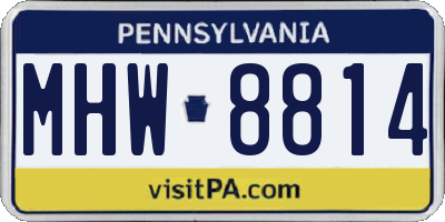 PA license plate MHW8814