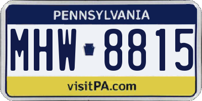 PA license plate MHW8815