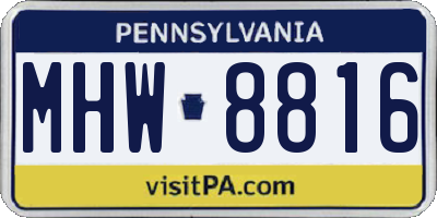 PA license plate MHW8816