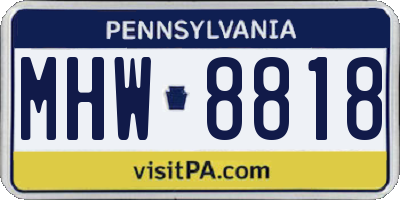 PA license plate MHW8818