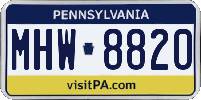 PA license plate MHW8820