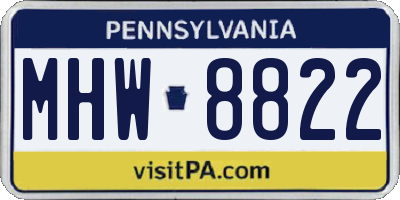 PA license plate MHW8822