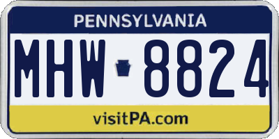 PA license plate MHW8824