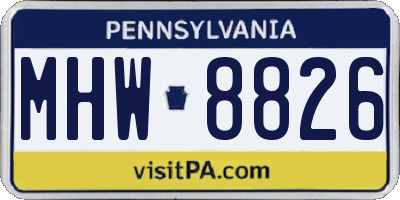 PA license plate MHW8826