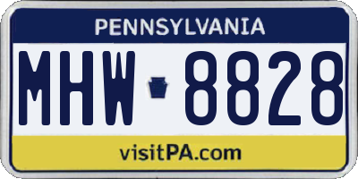 PA license plate MHW8828