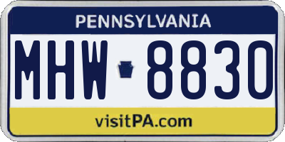PA license plate MHW8830