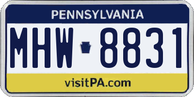 PA license plate MHW8831