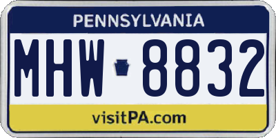 PA license plate MHW8832