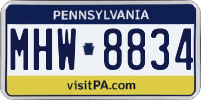 PA license plate MHW8834