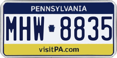 PA license plate MHW8835