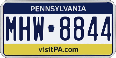 PA license plate MHW8844