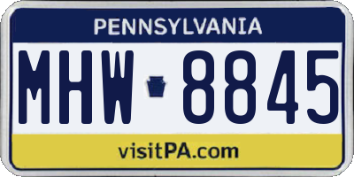 PA license plate MHW8845