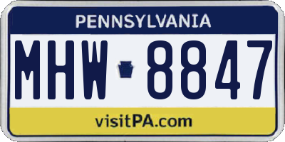 PA license plate MHW8847