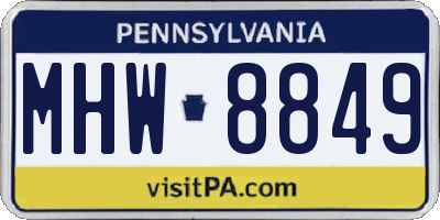 PA license plate MHW8849