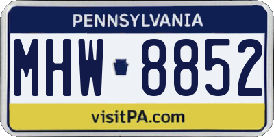 PA license plate MHW8852