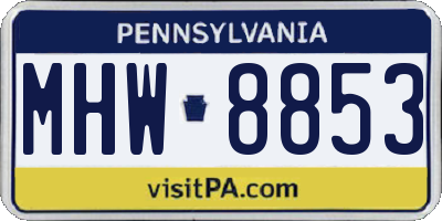 PA license plate MHW8853