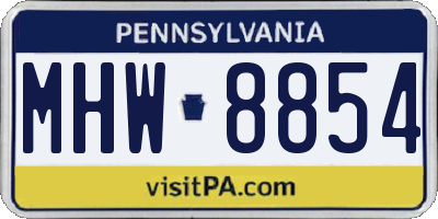 PA license plate MHW8854