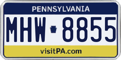 PA license plate MHW8855