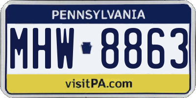 PA license plate MHW8863