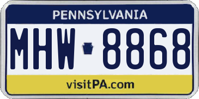 PA license plate MHW8868
