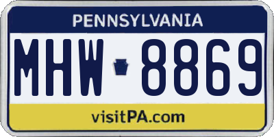 PA license plate MHW8869
