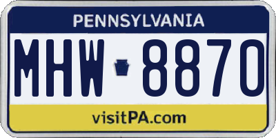 PA license plate MHW8870