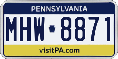 PA license plate MHW8871