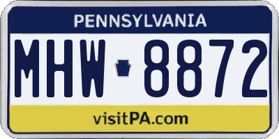 PA license plate MHW8872