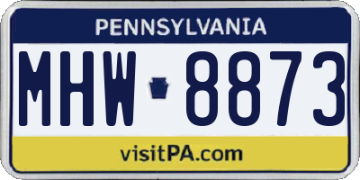 PA license plate MHW8873
